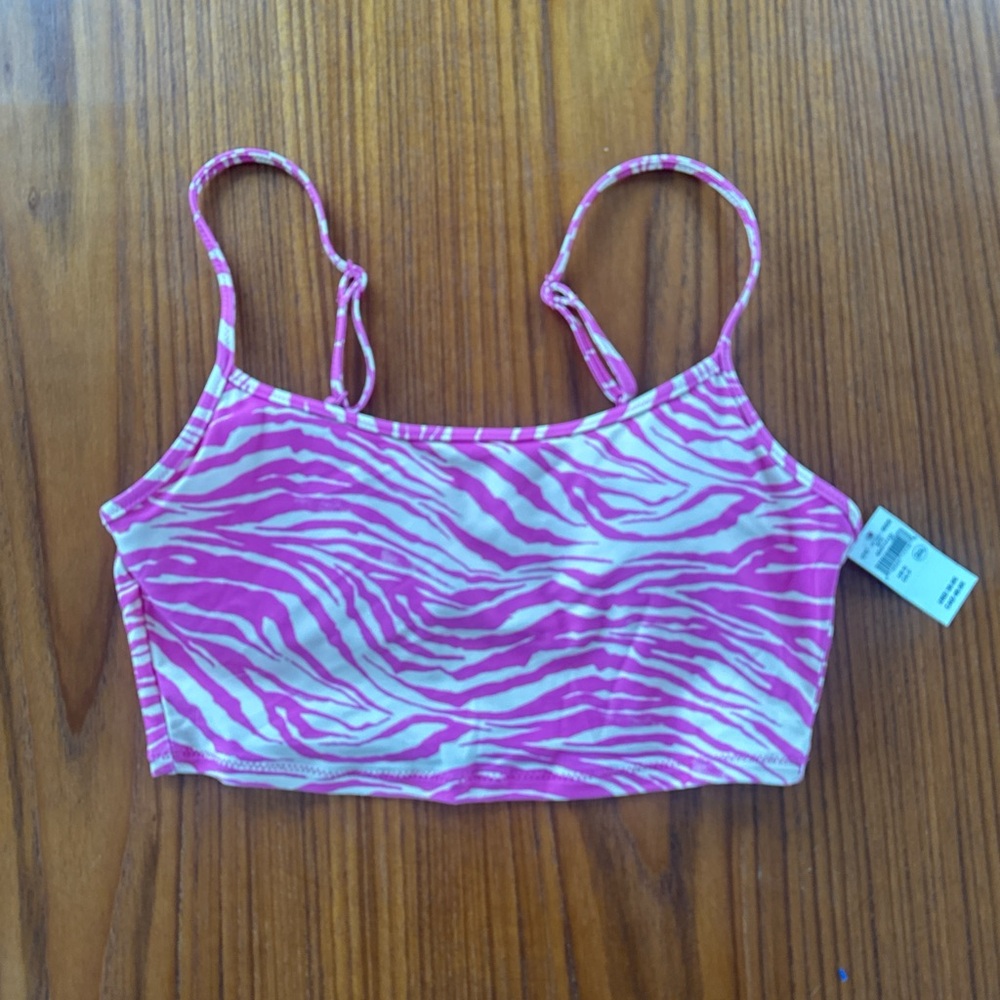 Aerie Pink and White Zebra Bikini Top